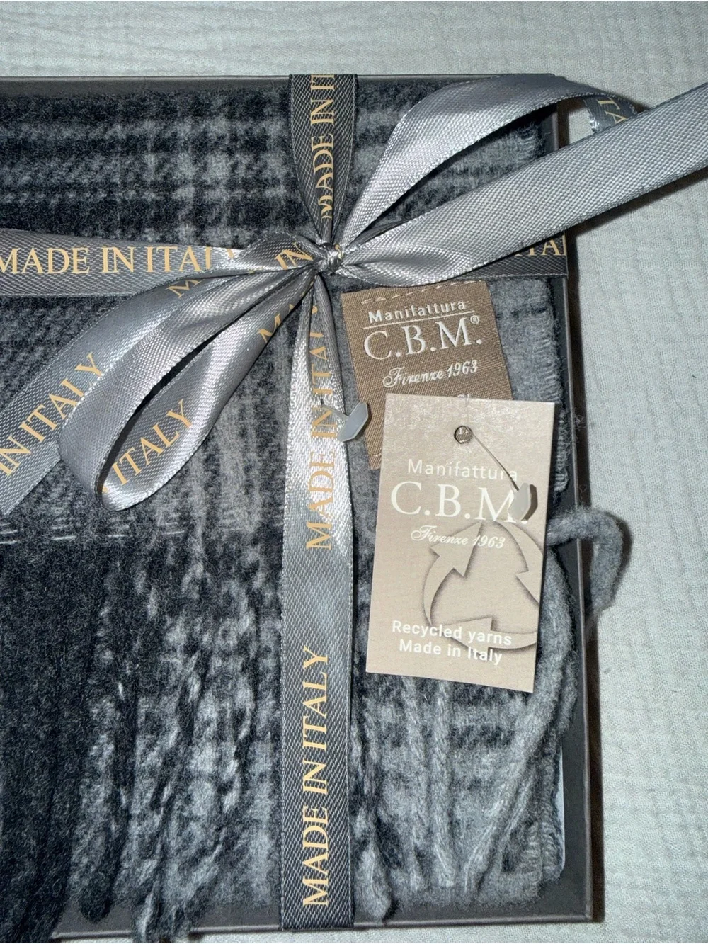 Manifattura C.B.M. Men’s Scarf  Grey Black Color